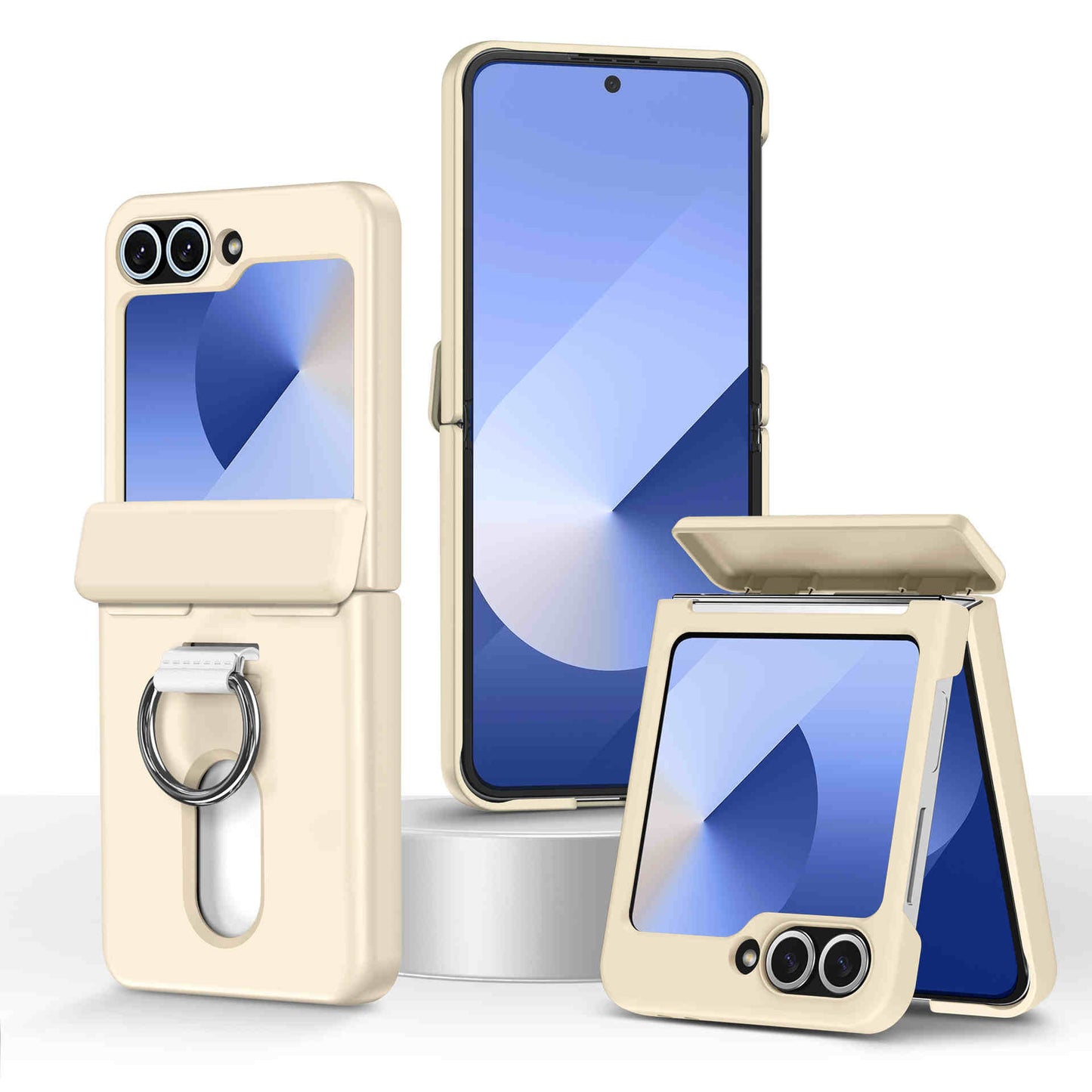 Shockproof Case with Hinge Guard, Card Holder, and Ring Bracket For samsung Z Flip
