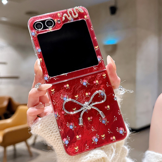 Red Snake & Floral Case with Chain for  Galaxy Z Flip