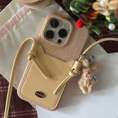 leather case  crossbody lanyard with card slot for iphone Series