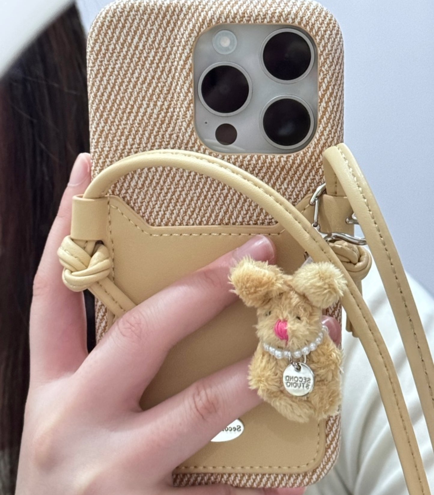 leather case  crossbody lanyard with card slot for iphone Series