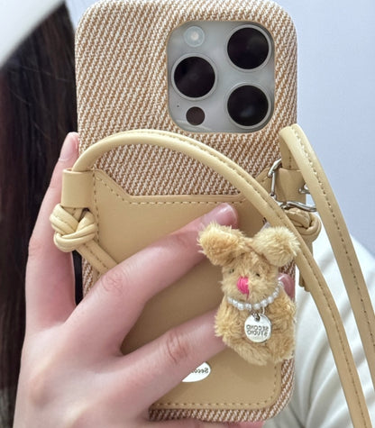 leather case  crossbody lanyard with card slot for iphone Series