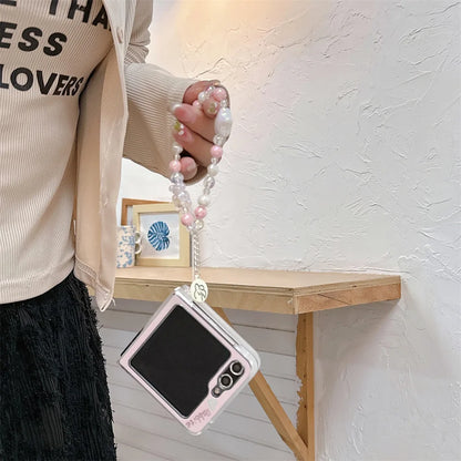Cute Cartoon Bear and Rabbit Bracelet Case with Mirror for Samsung Galaxy Z Flip