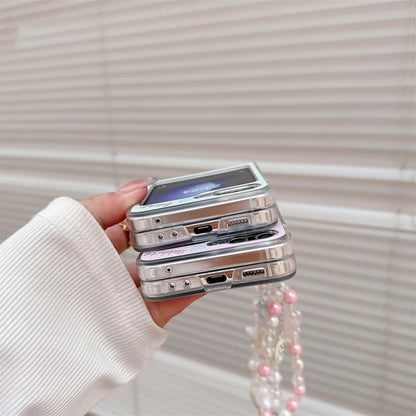 Cute Cartoon Bear and Rabbit Bracelet Case with Mirror for Samsung Galaxy Z Flip